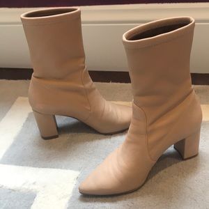 Stuart Weitzman beige stretch leather booties